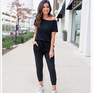 Long Romper Jumpsuit - Black - SIZE XL